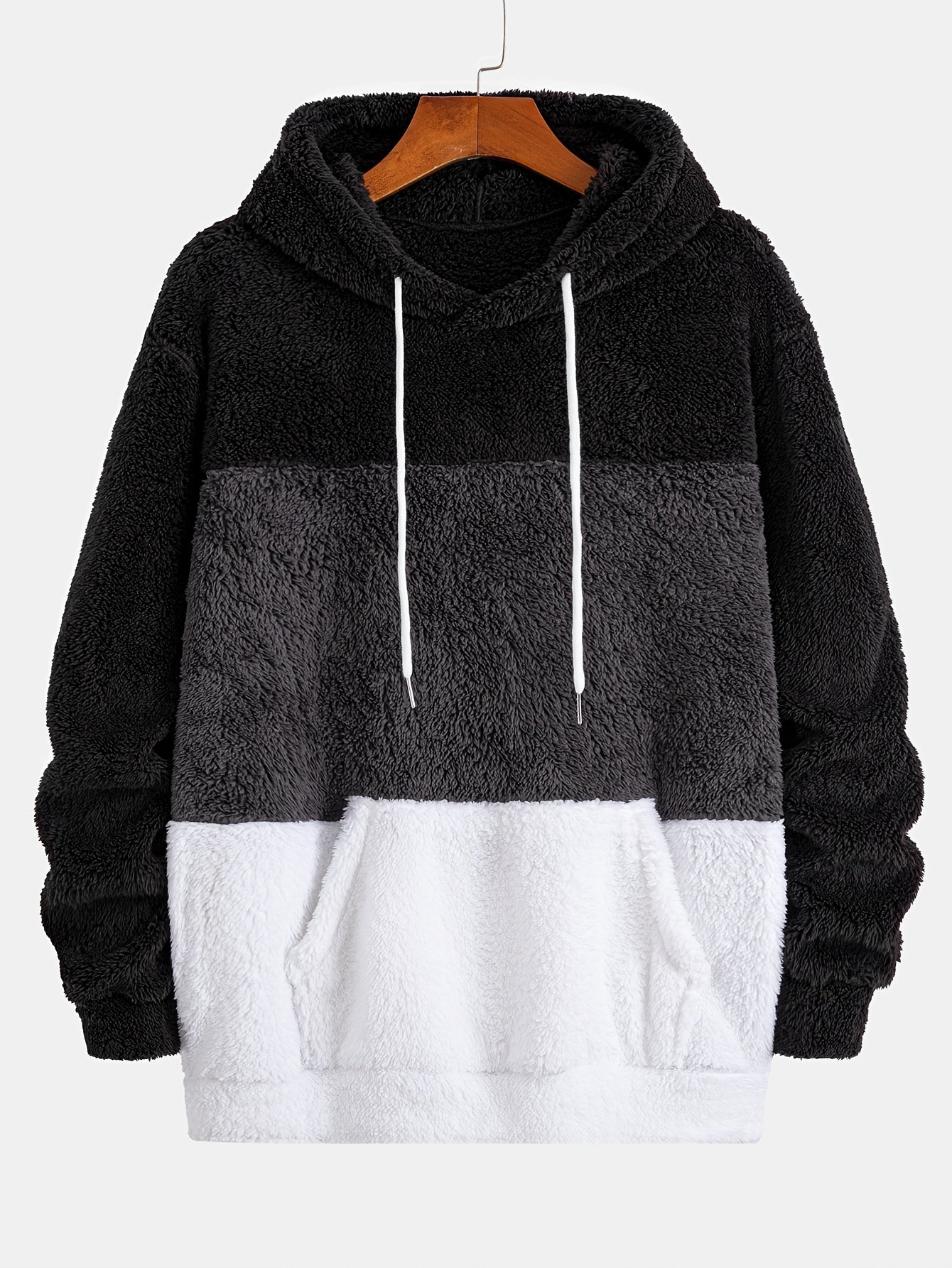 Color-Block Oversized Sherpa Fleece Hoodie