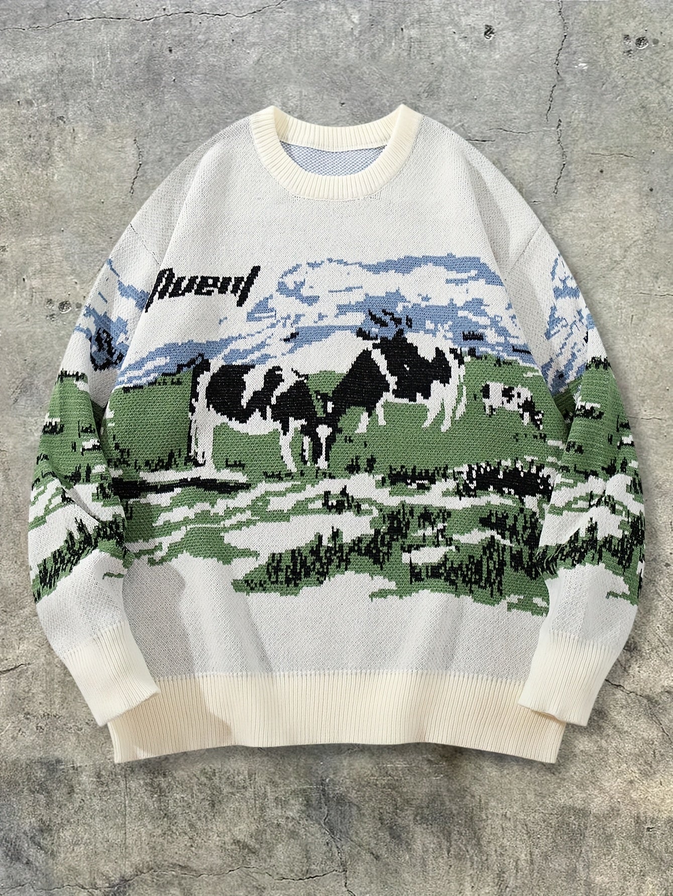 Vintage Cow Pasture Oversized Knit Sweater