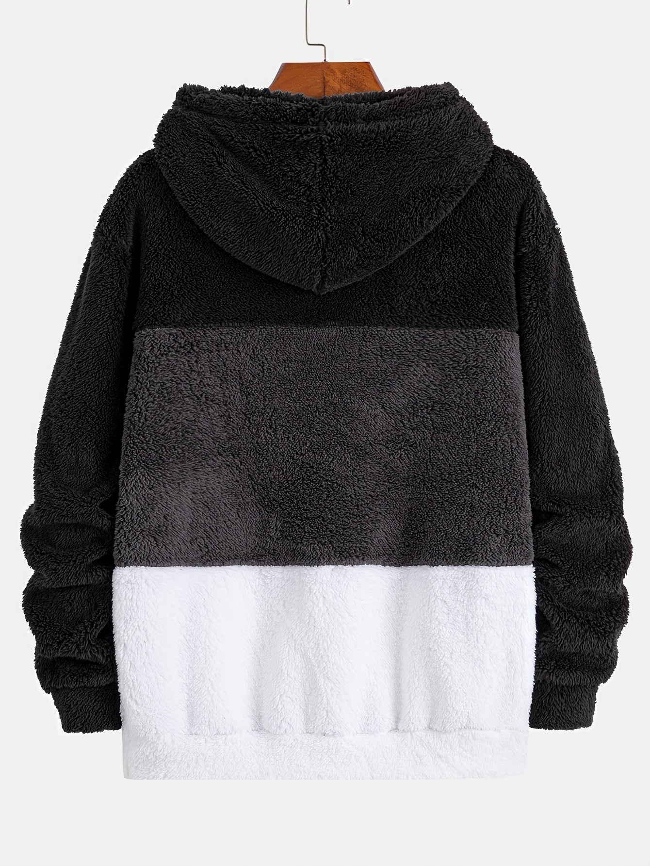 Color-Block Oversized Sherpa Fleece Hoodie