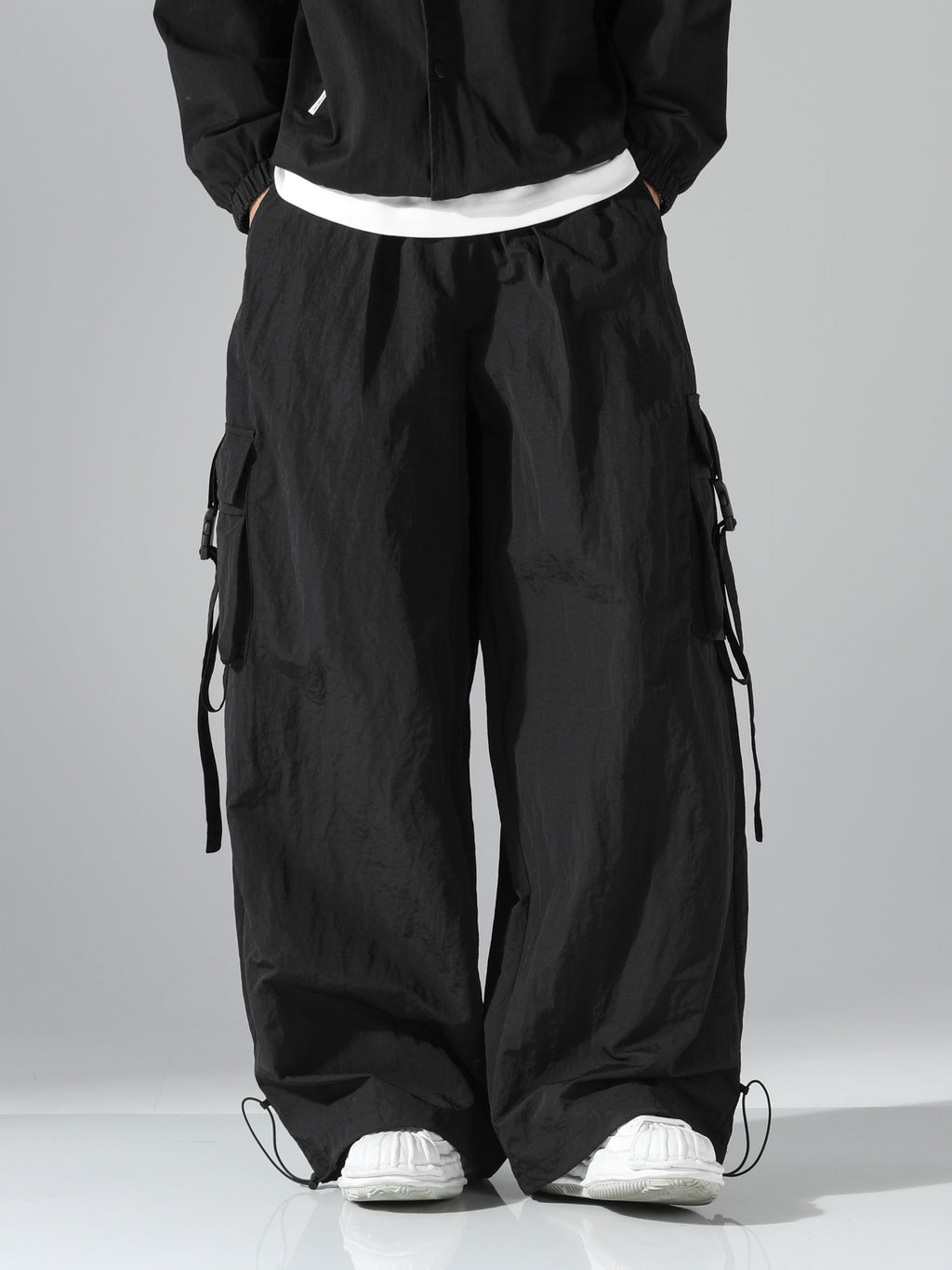 Oversized Wide-Leg Parachute Cargo Pants