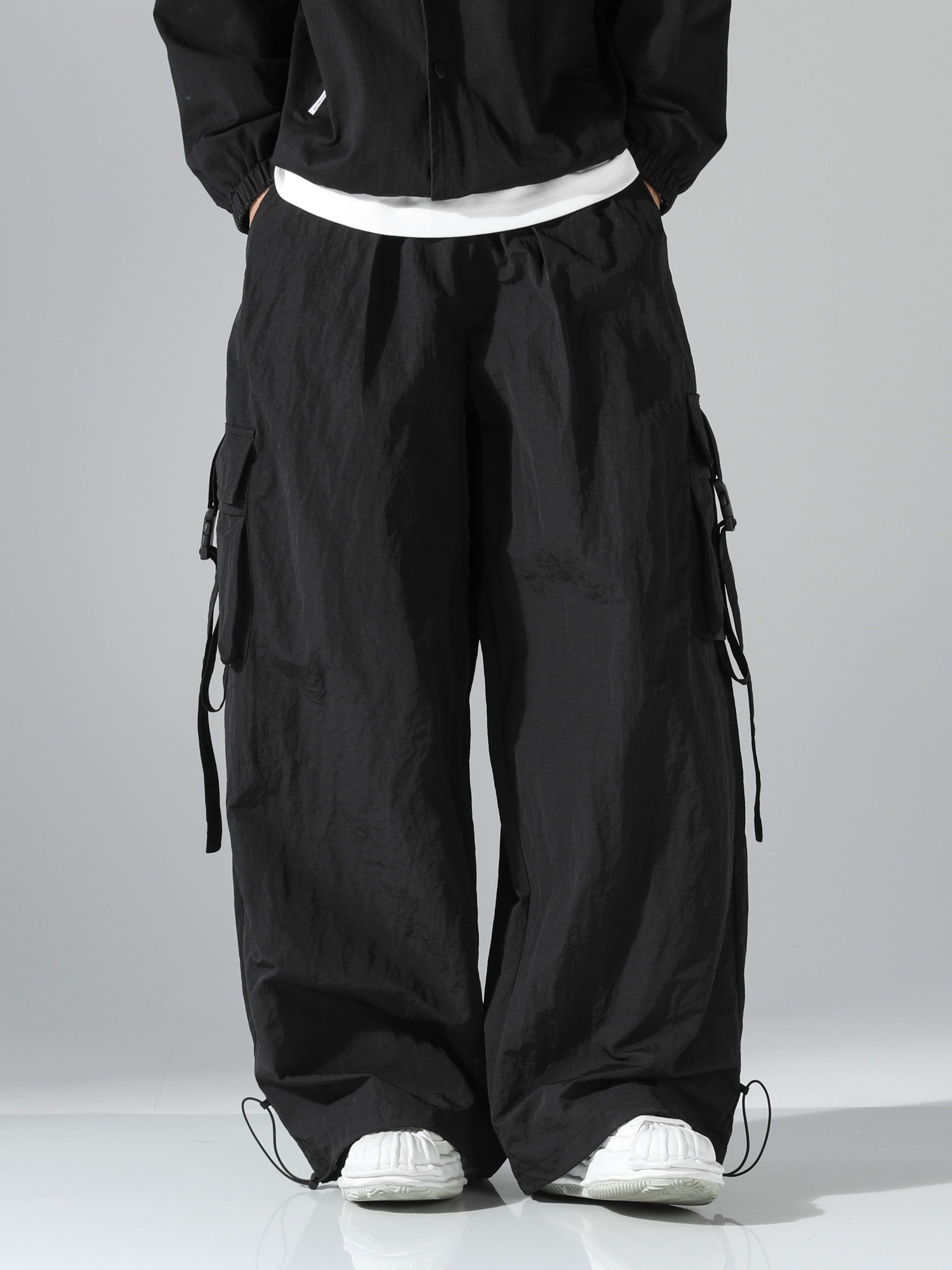 Oversized Wide-Leg Parachute Cargo Pants