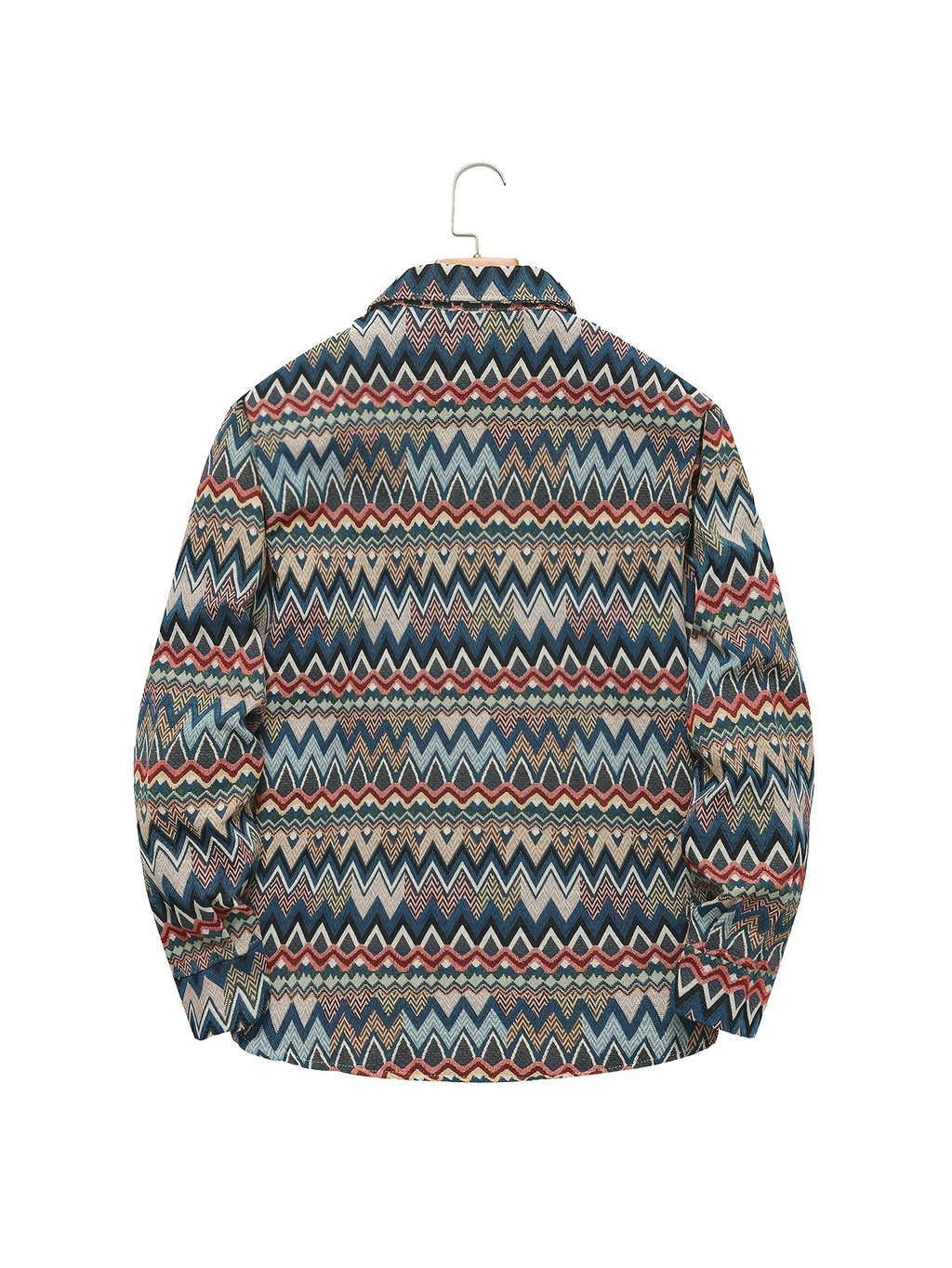 Bohemian Geometric Zigzag Print Long-Sleeve Shirt