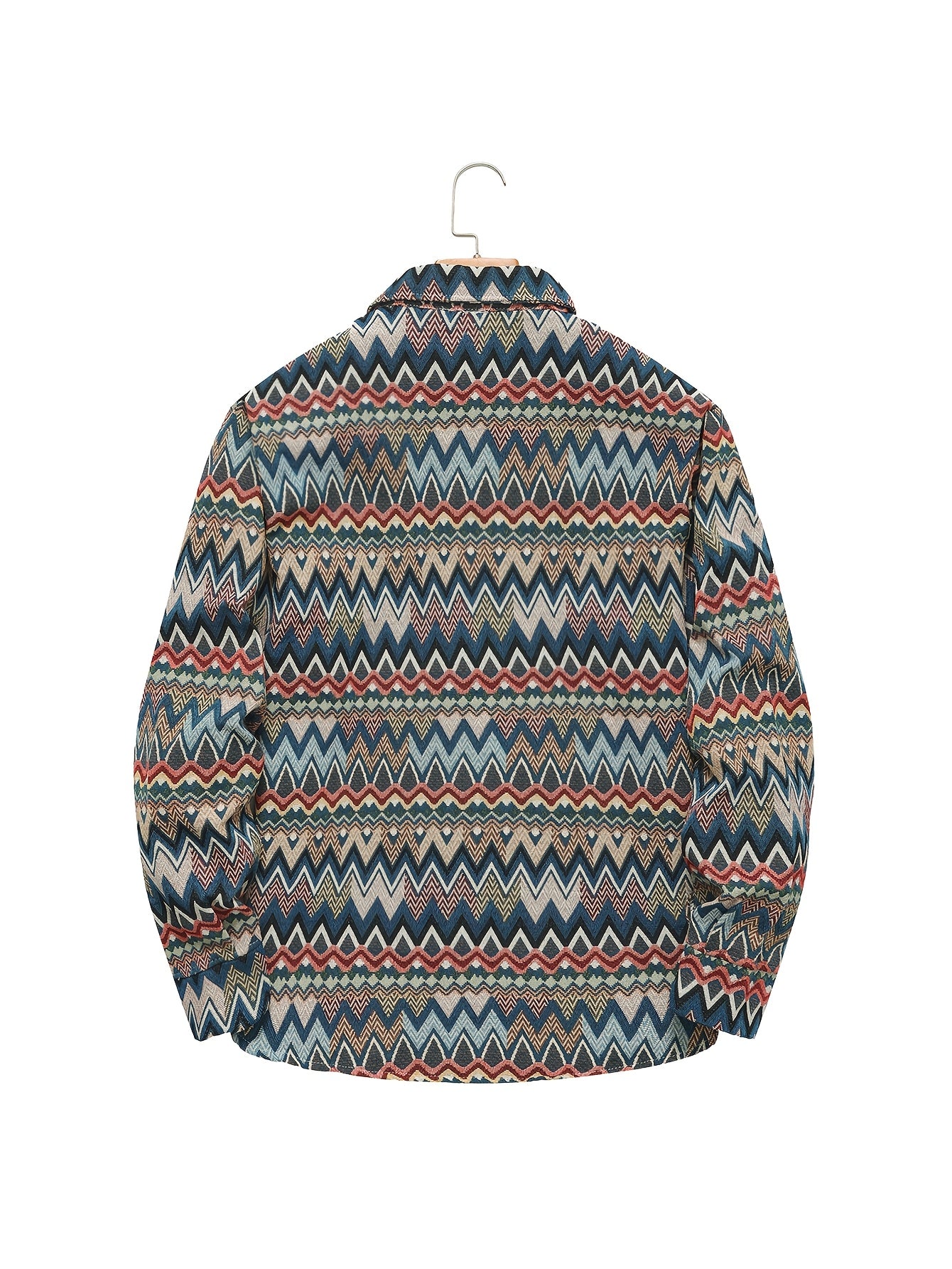 Bohemian Geometric Zigzag Print Long-Sleeve Shirt