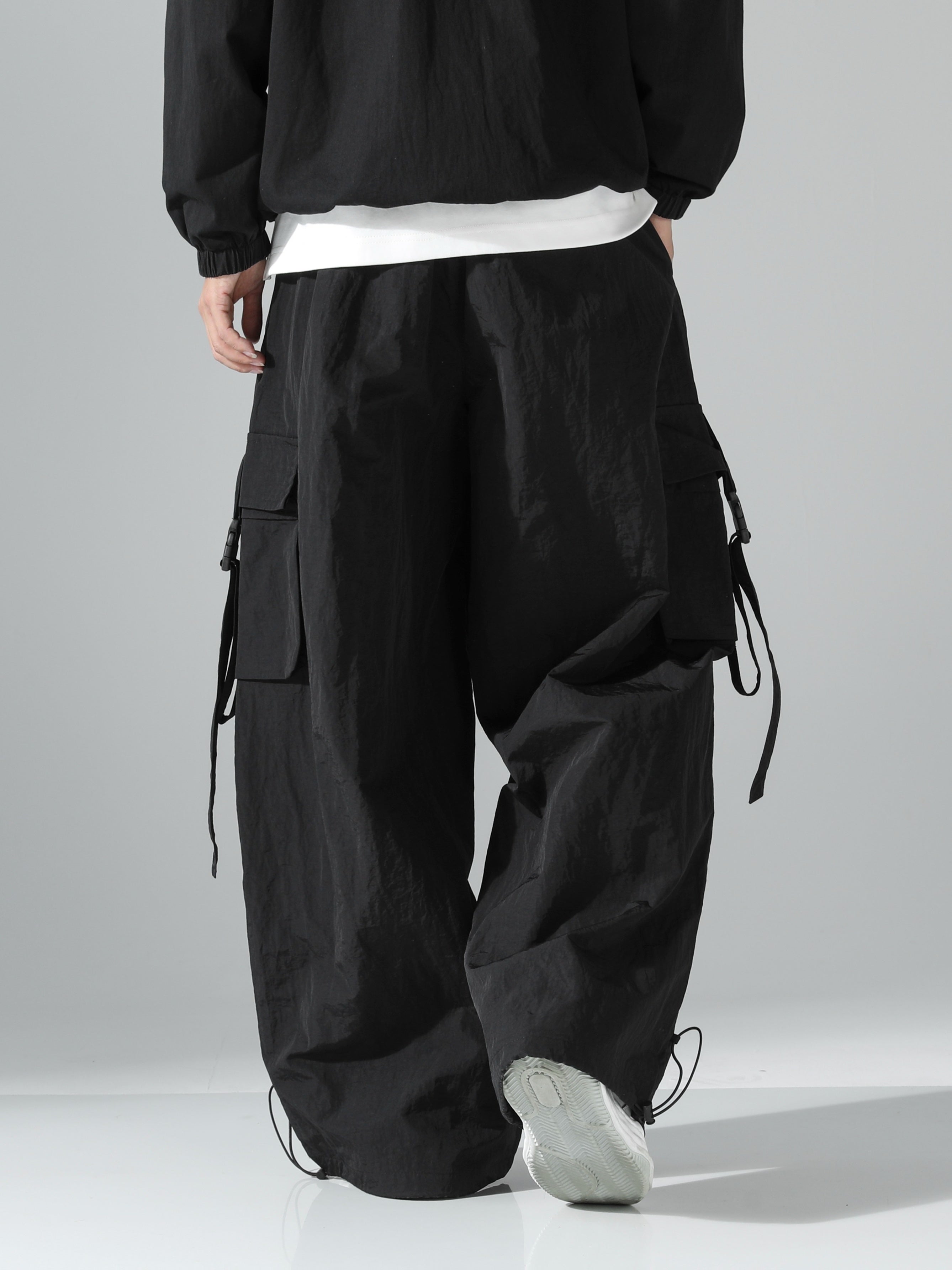 Oversized Wide-Leg Parachute Cargo Pants
