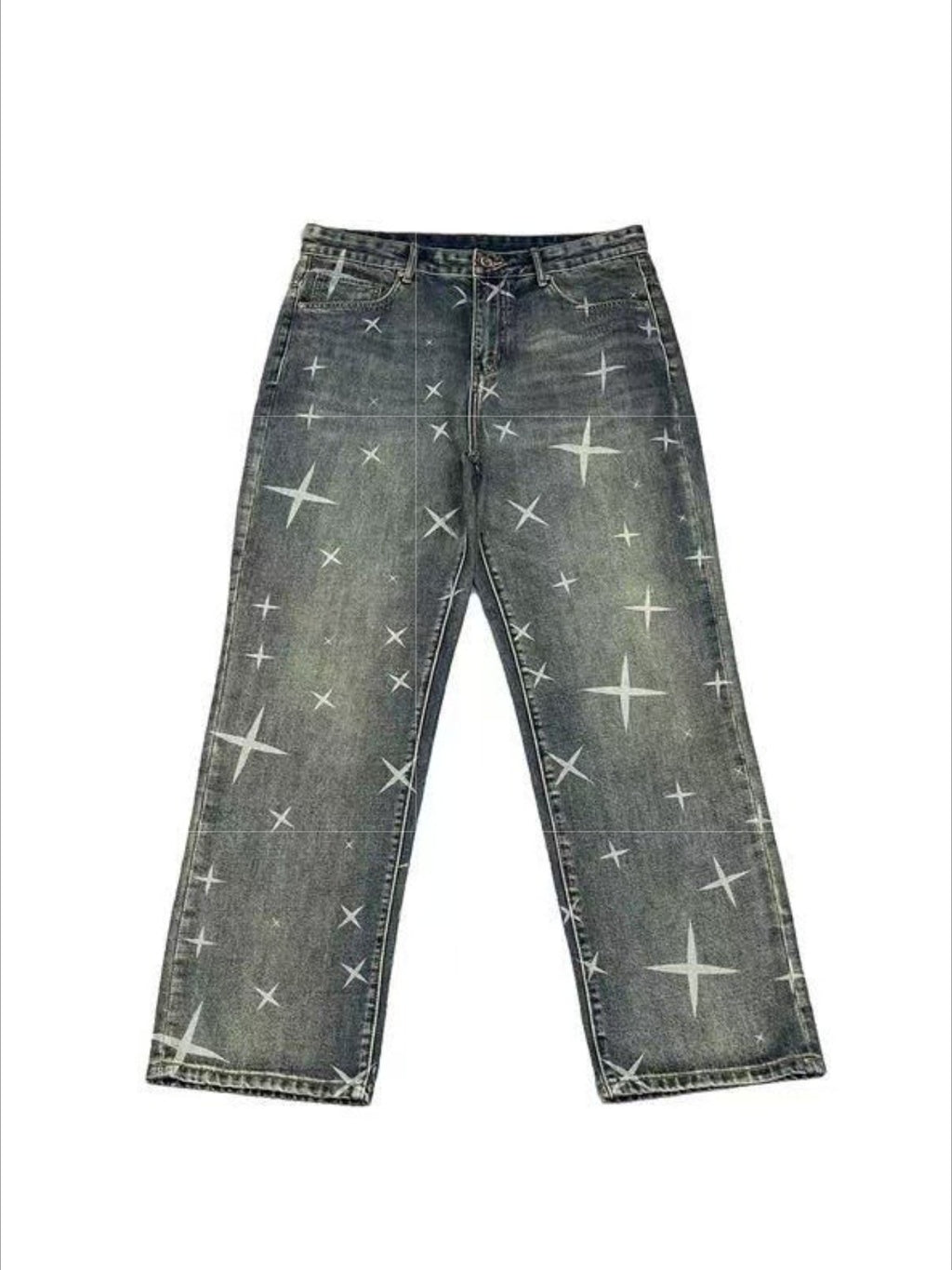 Vintage Star-Print Relaxed Straight-Leg Jeans