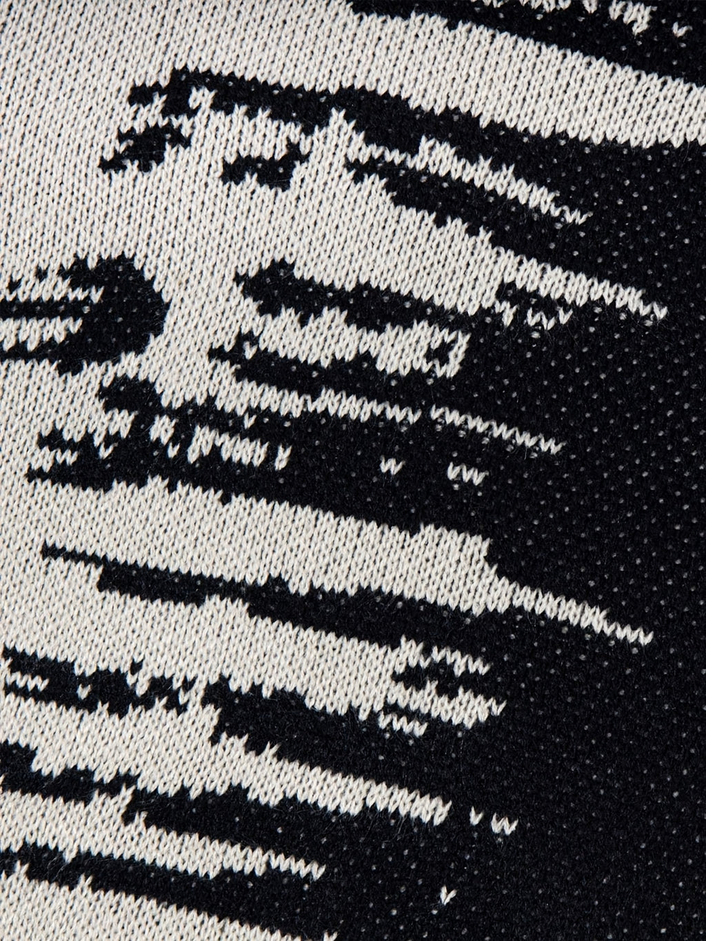 Black & White Brushstroke Contrast Oversized Crewneck Knit Sweater