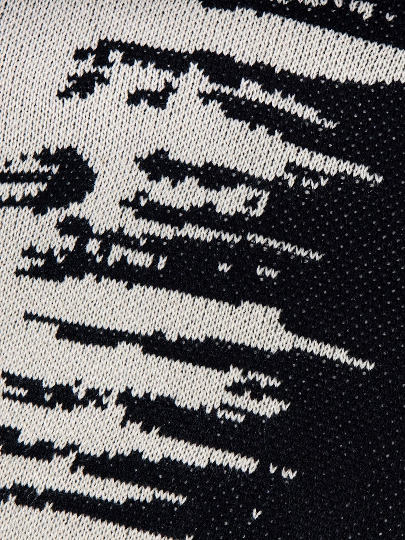 Black & White Brushstroke Contrast Oversized Crewneck Knit Sweater