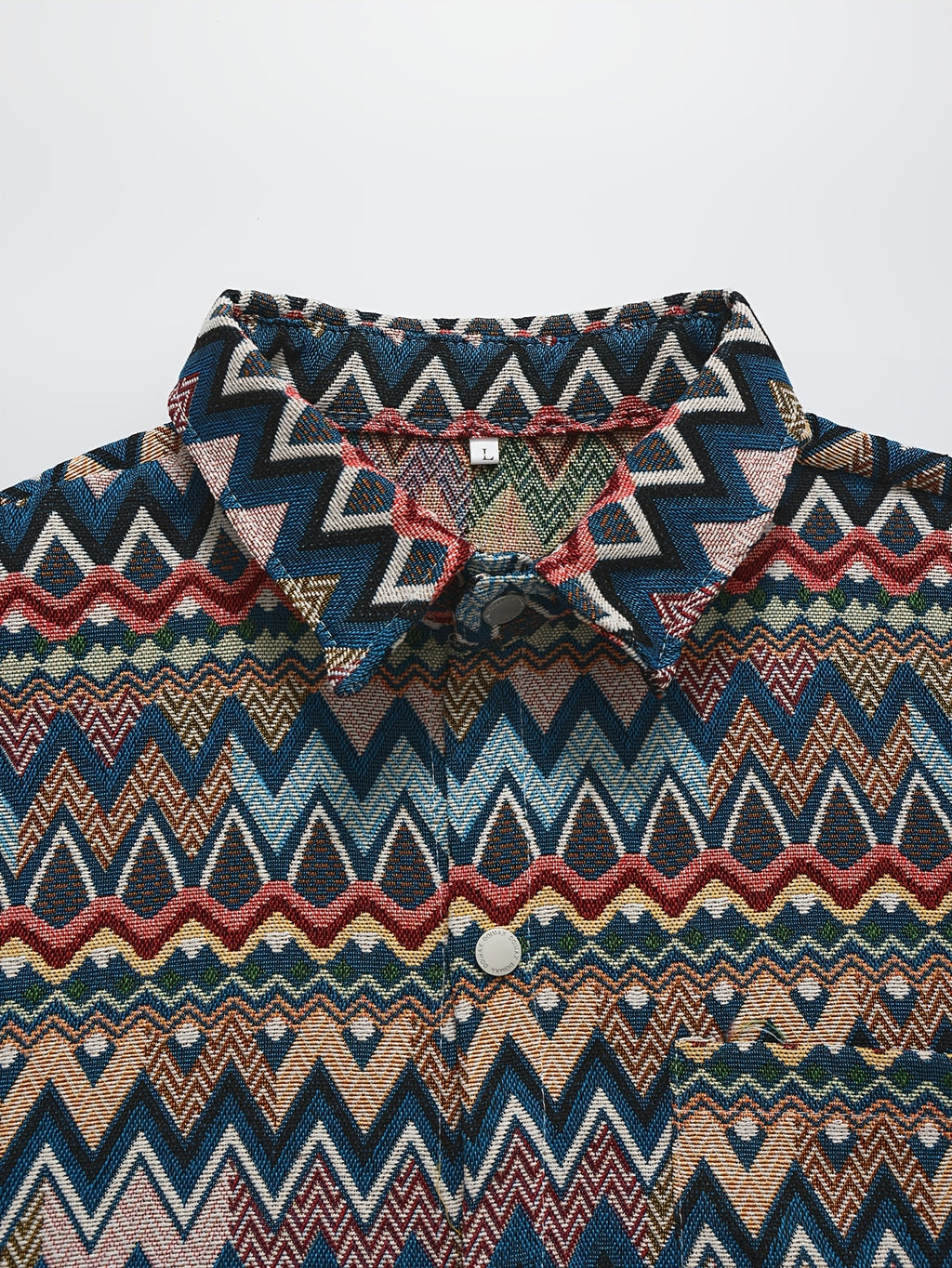 Bohemian Geometric Zigzag Print Long-Sleeve Shirt