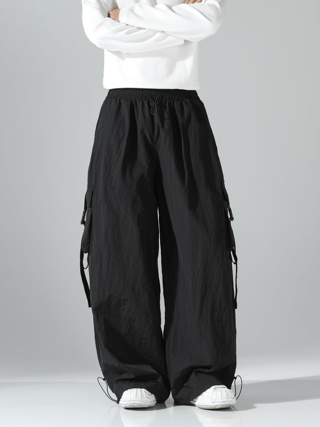 Oversized Wide-Leg Parachute Cargo Pants