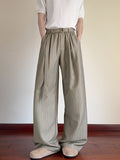 Khaki Stripe High-Waist Wide-Leg Trousers