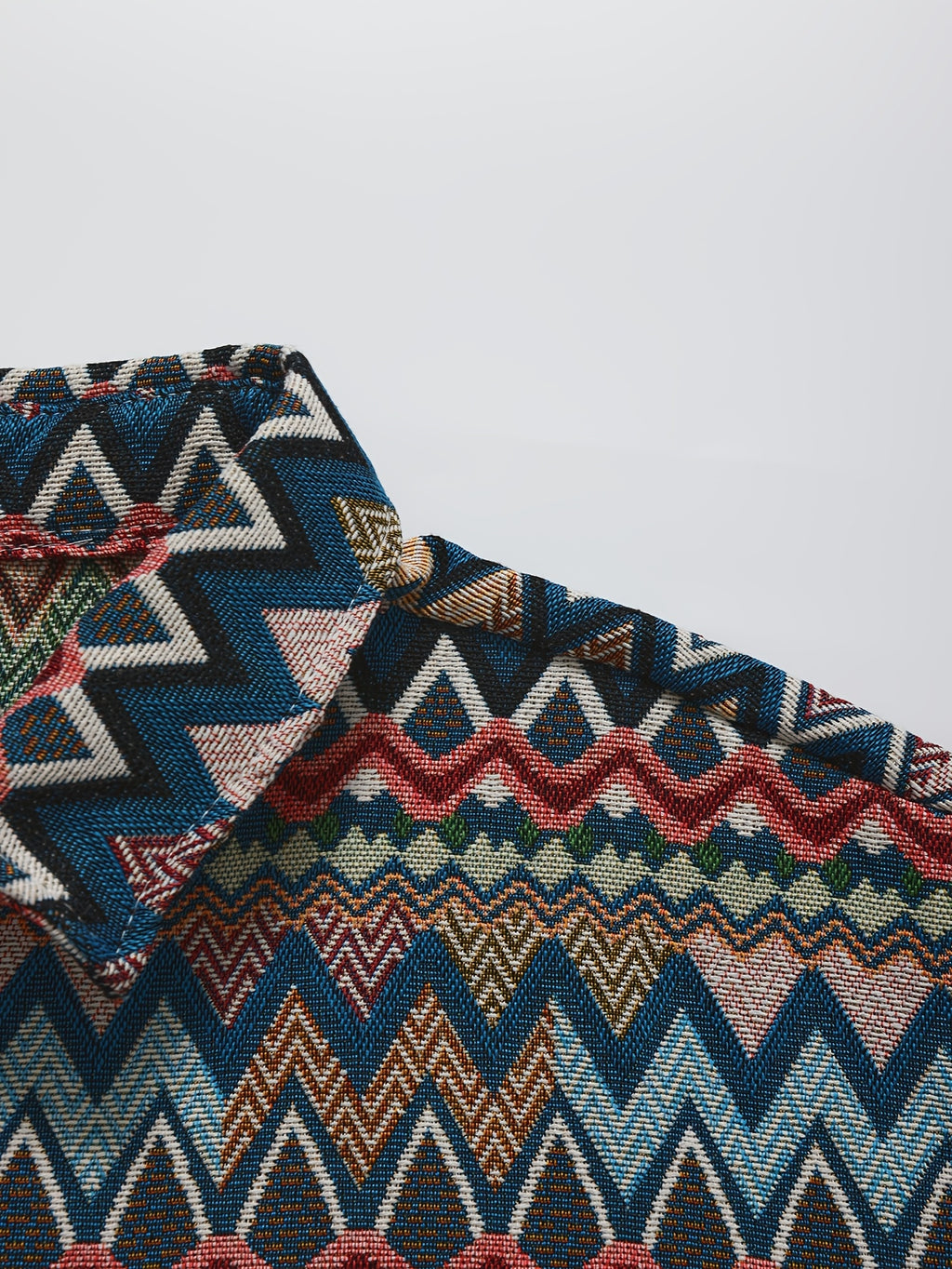 Bohemian Geometric Zigzag Print Long-Sleeve Shirt