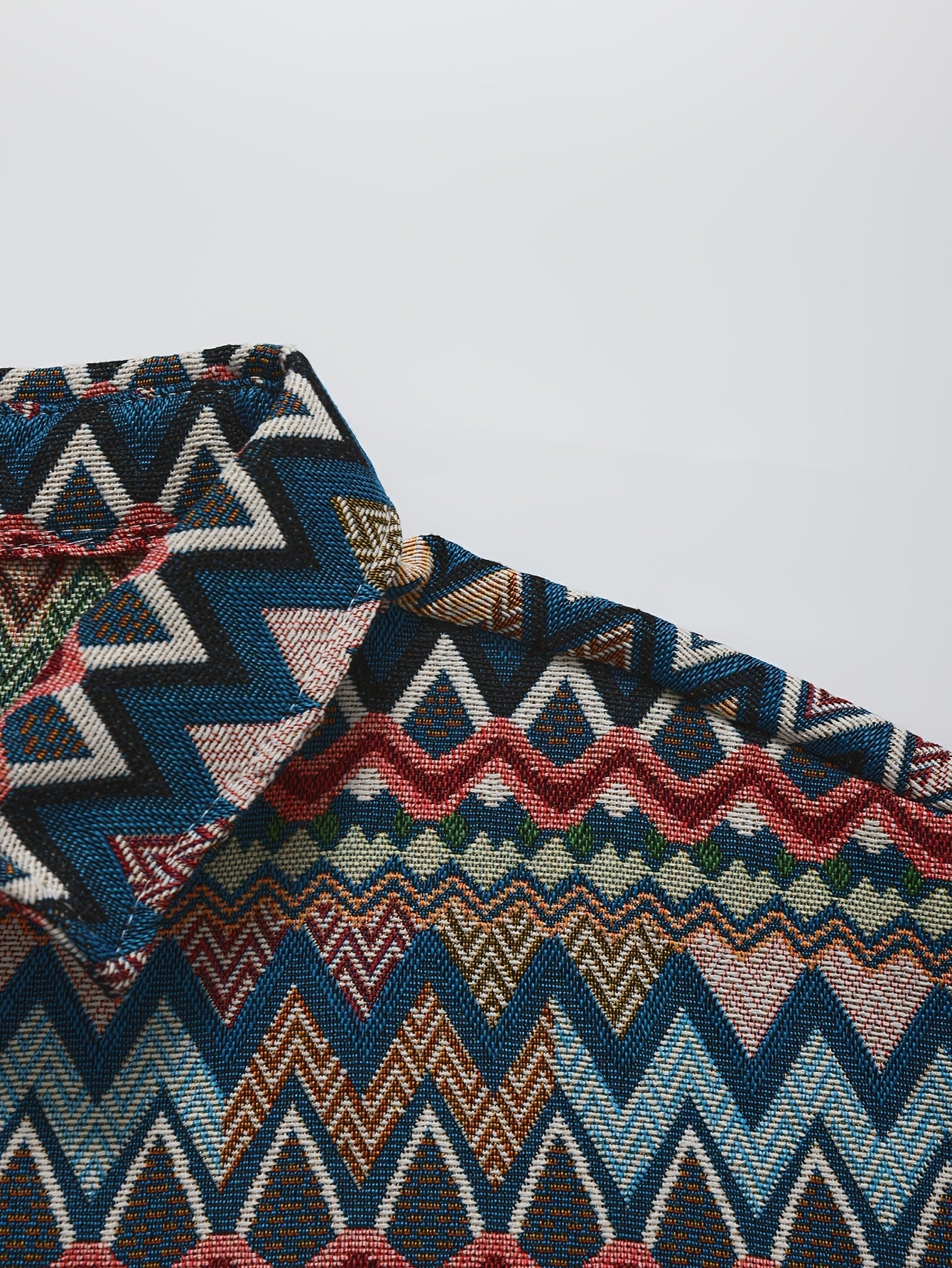 Bohemian Geometric Zigzag Print Long-Sleeve Shirt