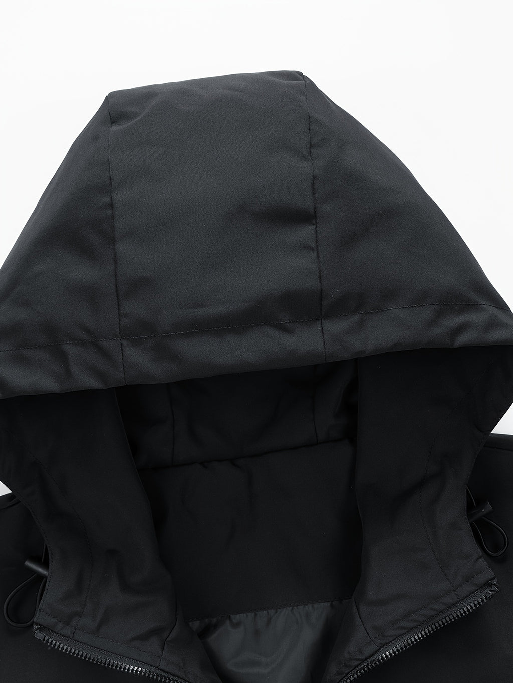 Black Water-Resistant Star-Print Oversized Hooded Windbreaker