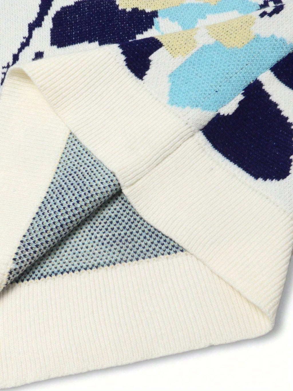 Abstract Watercolor Jacquard Oversized Crewneck Sweater