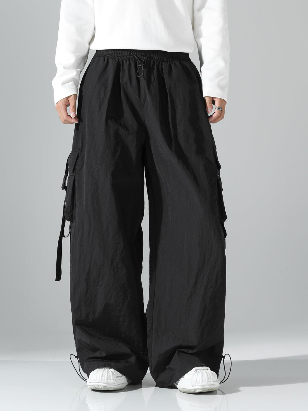 Oversized Wide-Leg Parachute Cargo Pants