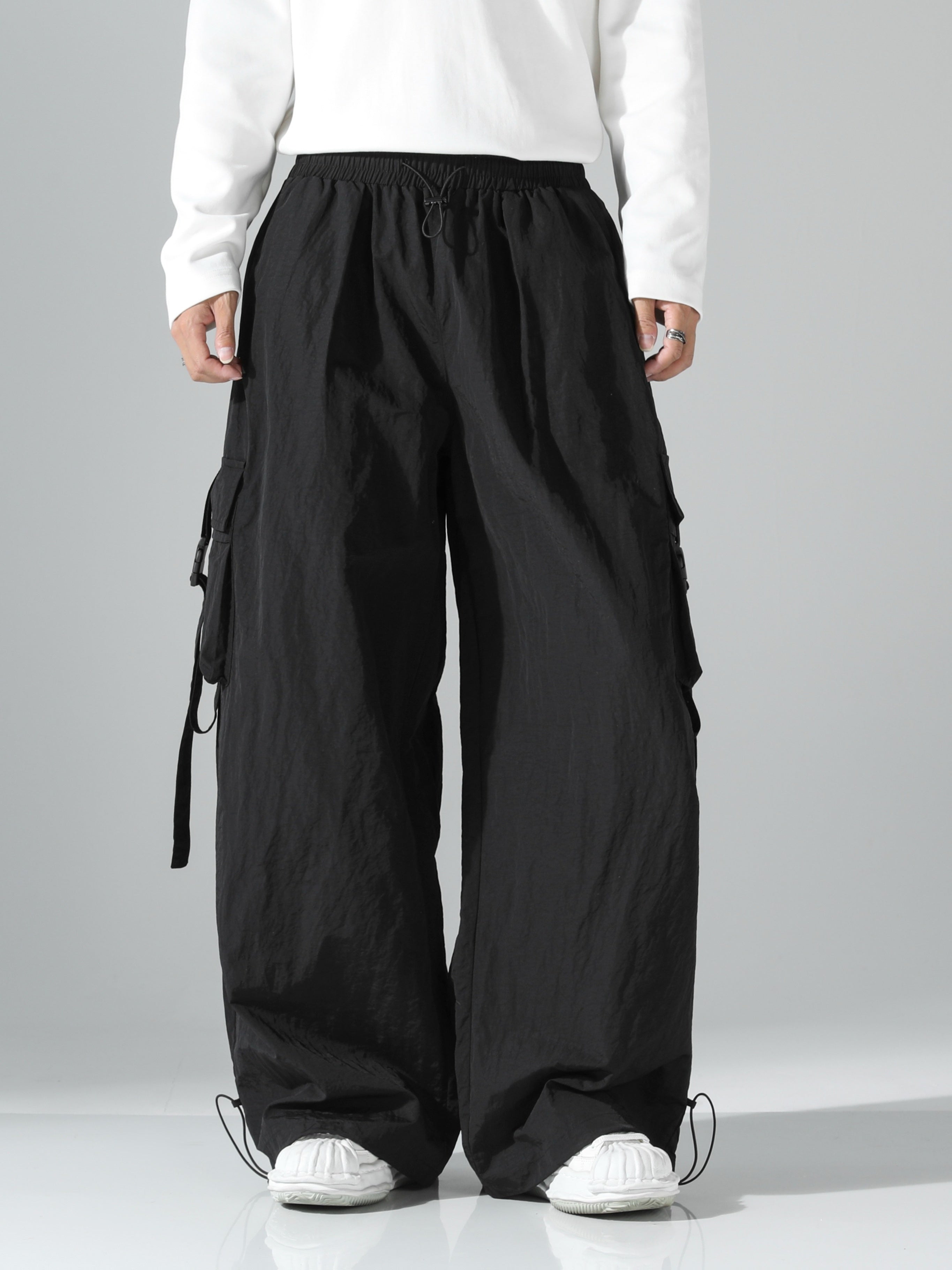 Oversized Wide-Leg Parachute Cargo Pants