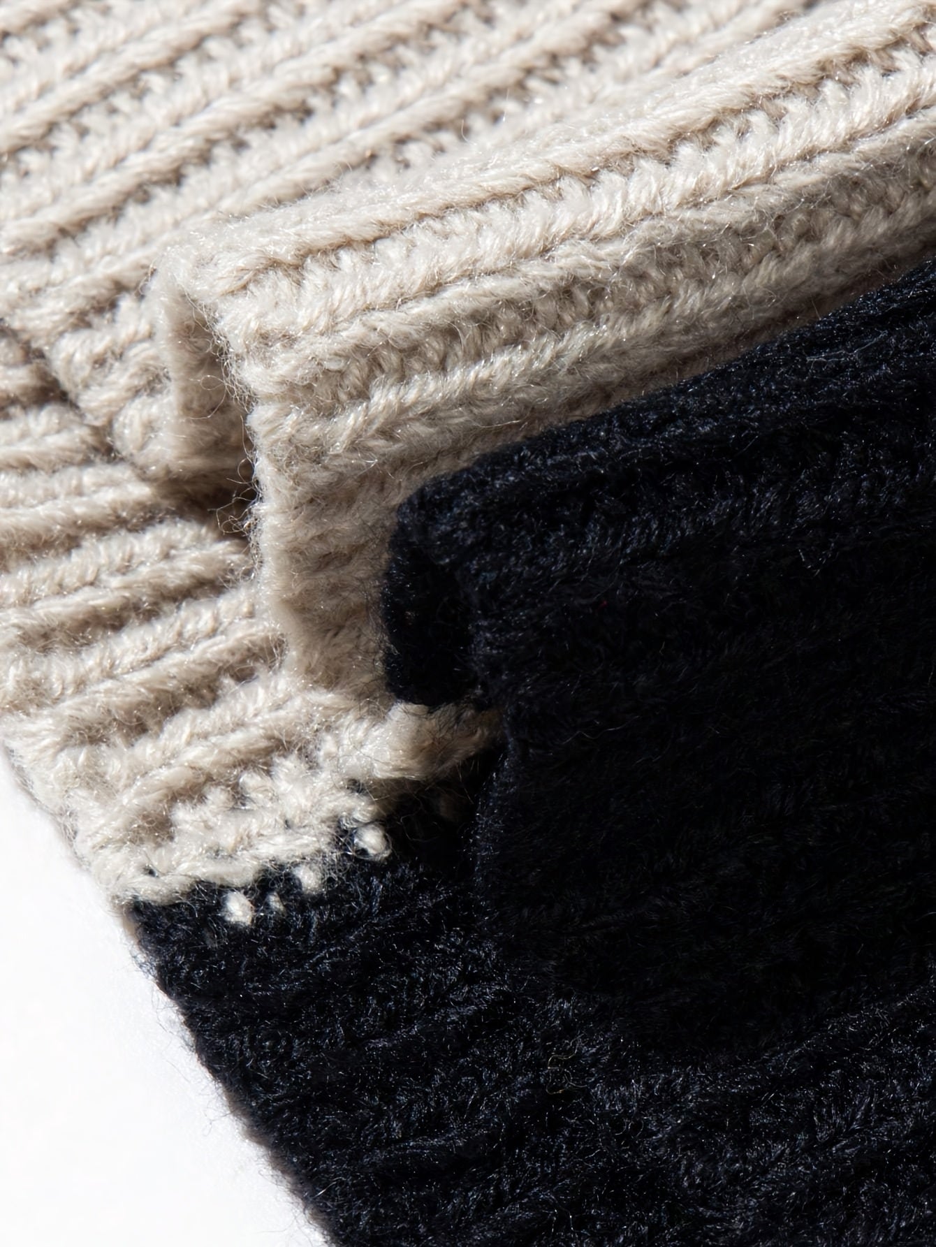 Black & White Brushstroke Contrast Oversized Crewneck Knit Sweater