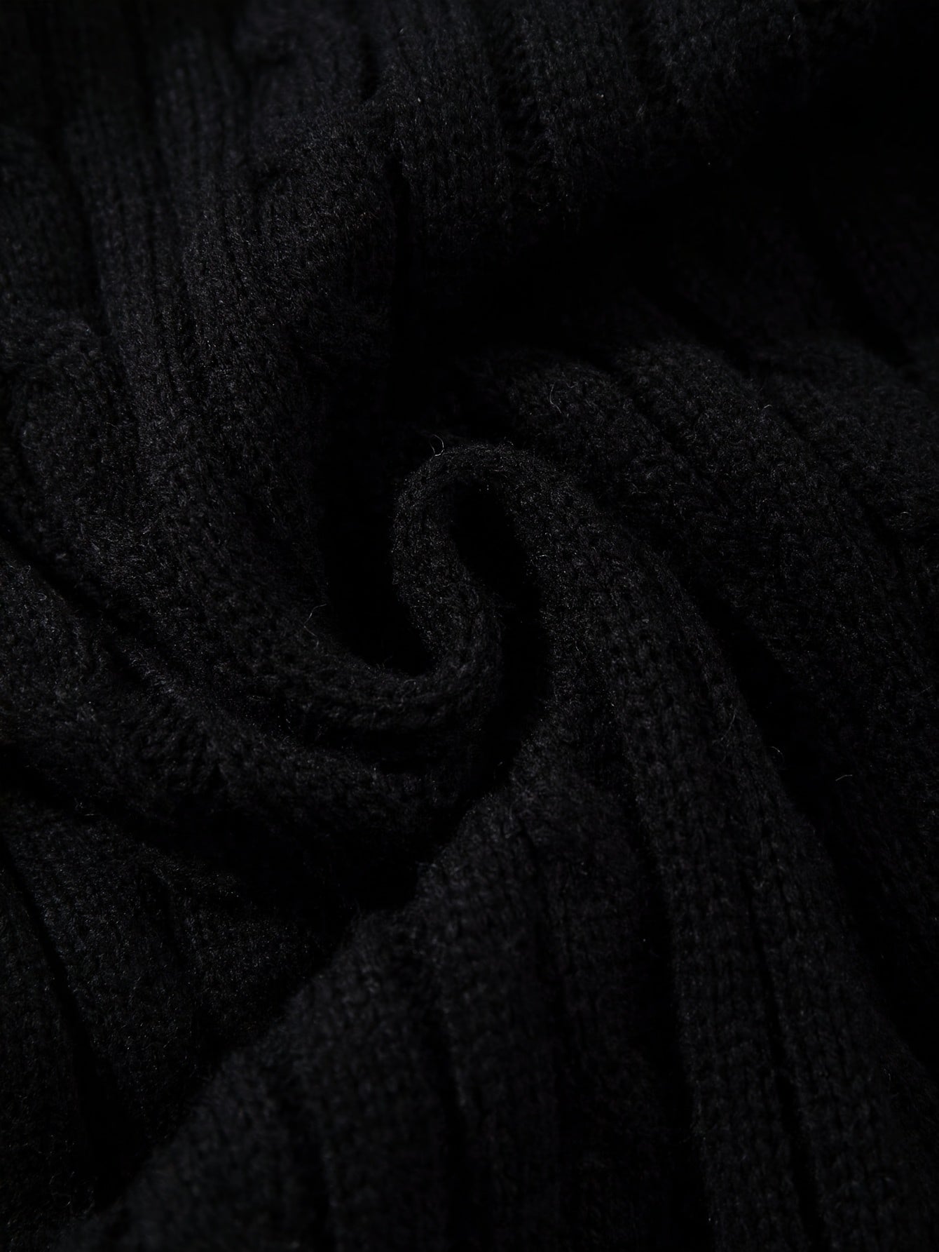 Black V-Neck Cricket Stripe Cable Knit Sweater