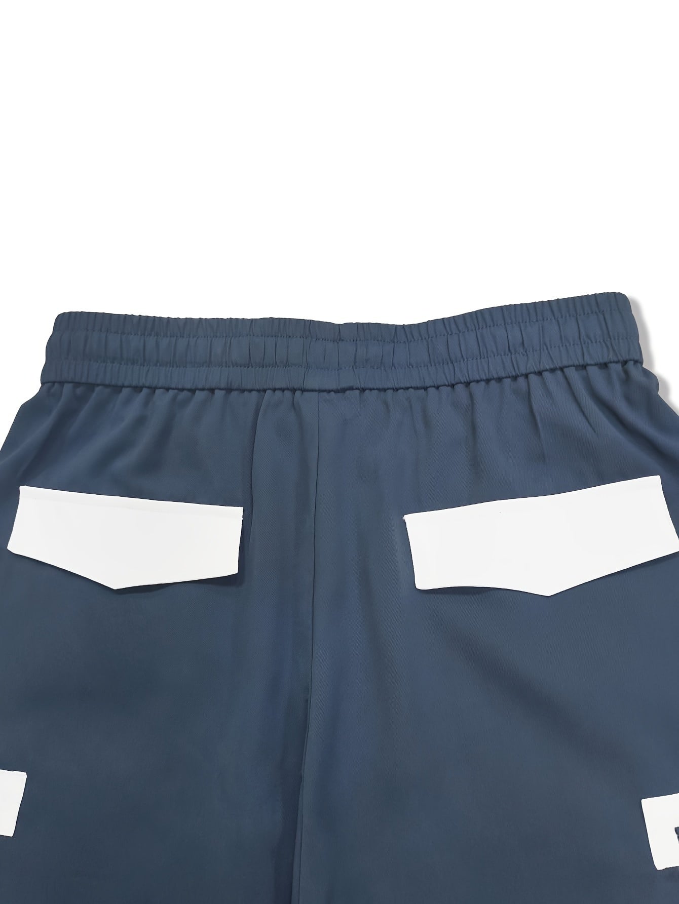 Navy & White Color-Block Cargo Jogger Pants