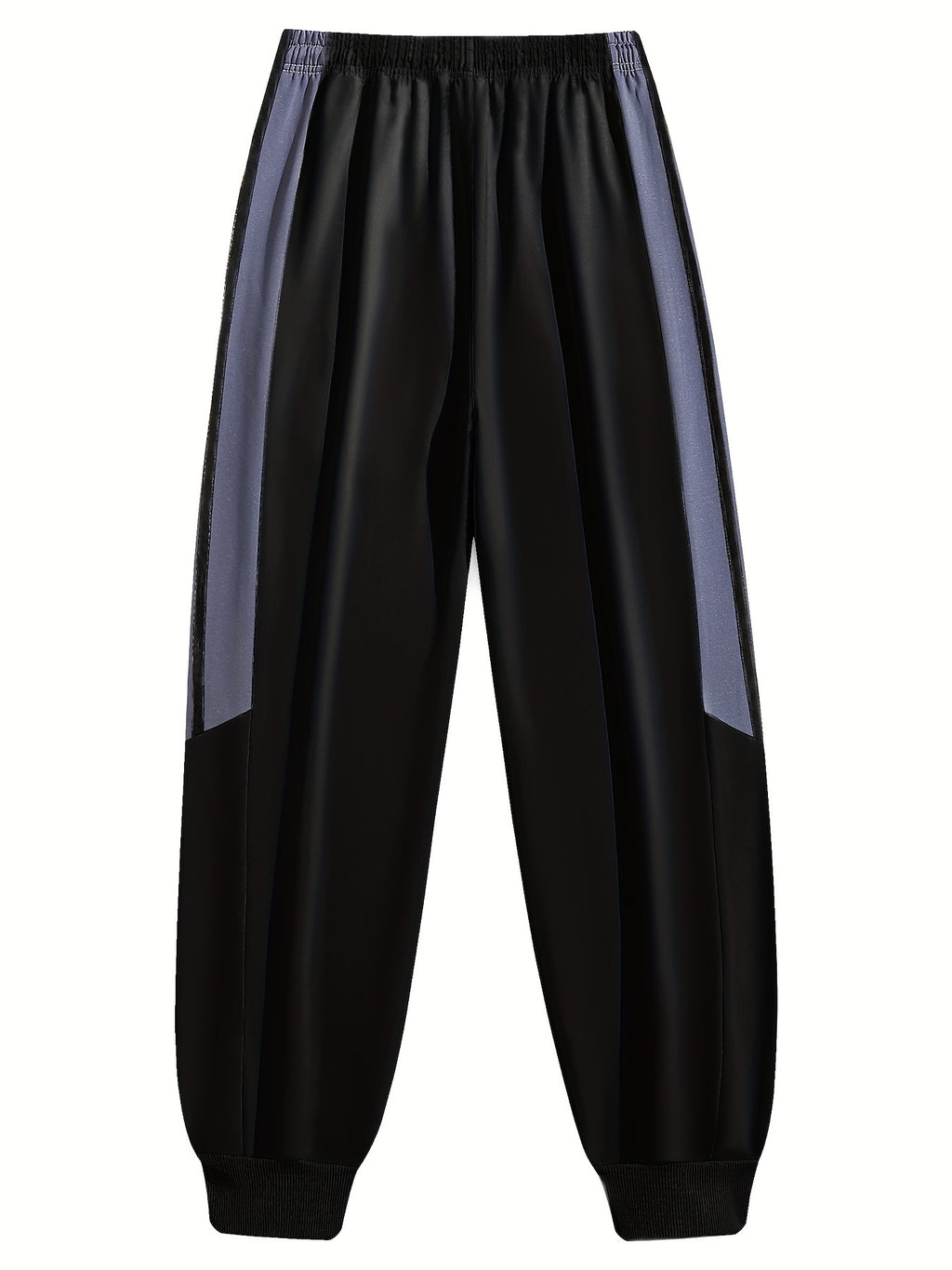 Black Contrast Stripe Athletic Tracksuit Set