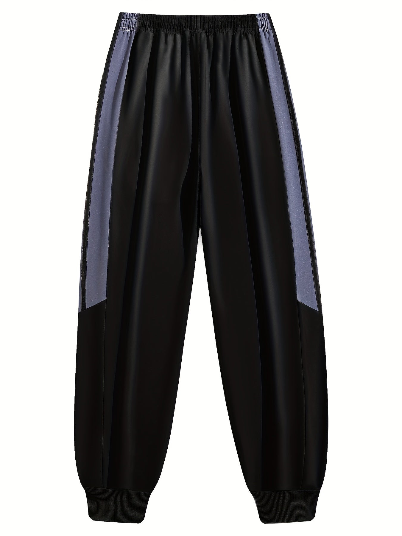 Black Contrast Stripe Athletic Tracksuit Set