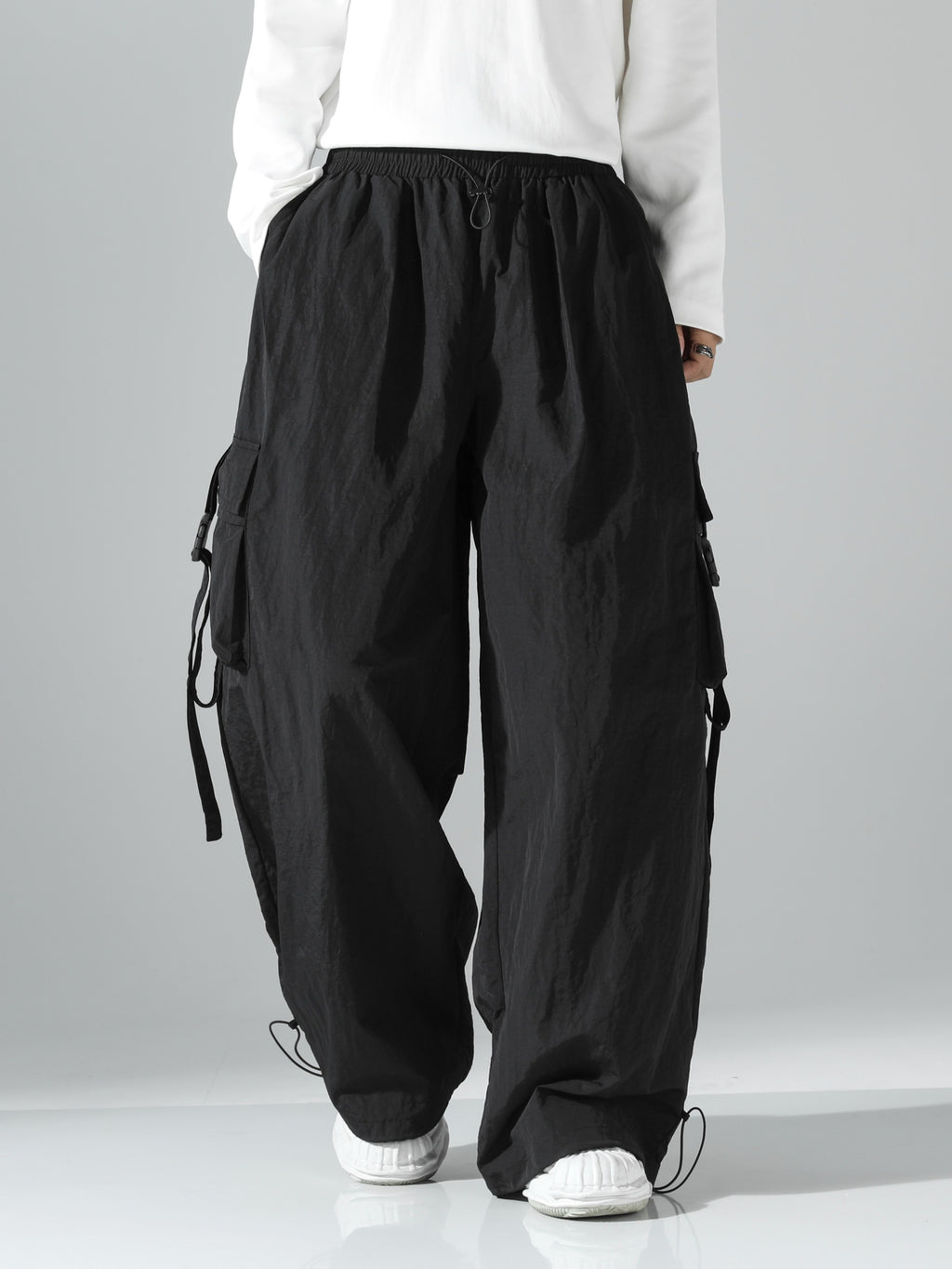 Oversized Wide-Leg Parachute Cargo Pants