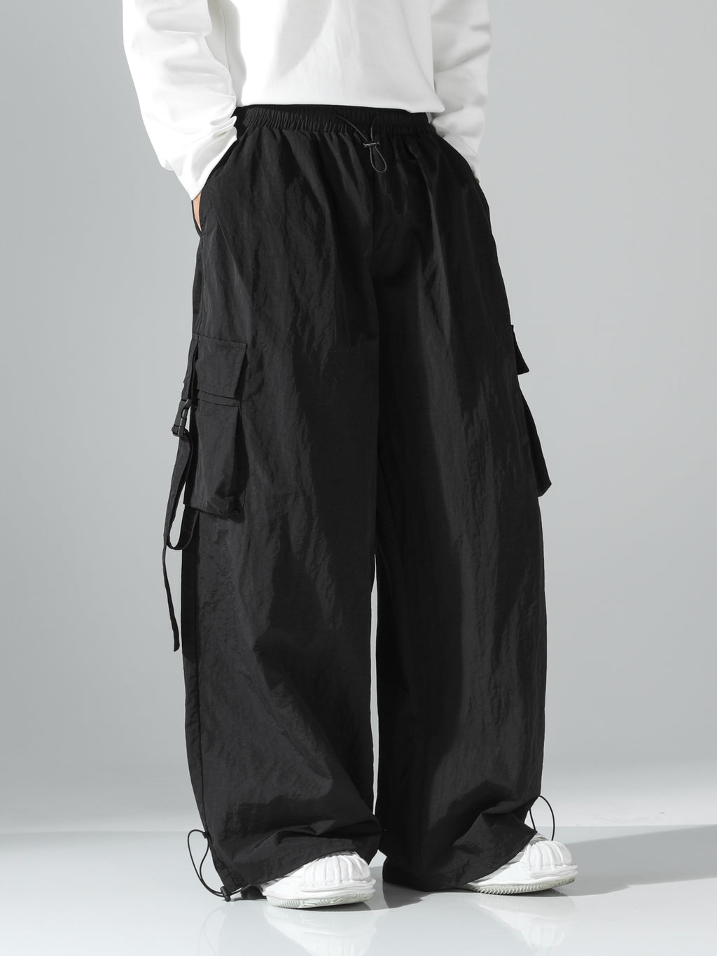 Oversized Wide-Leg Parachute Cargo Pants