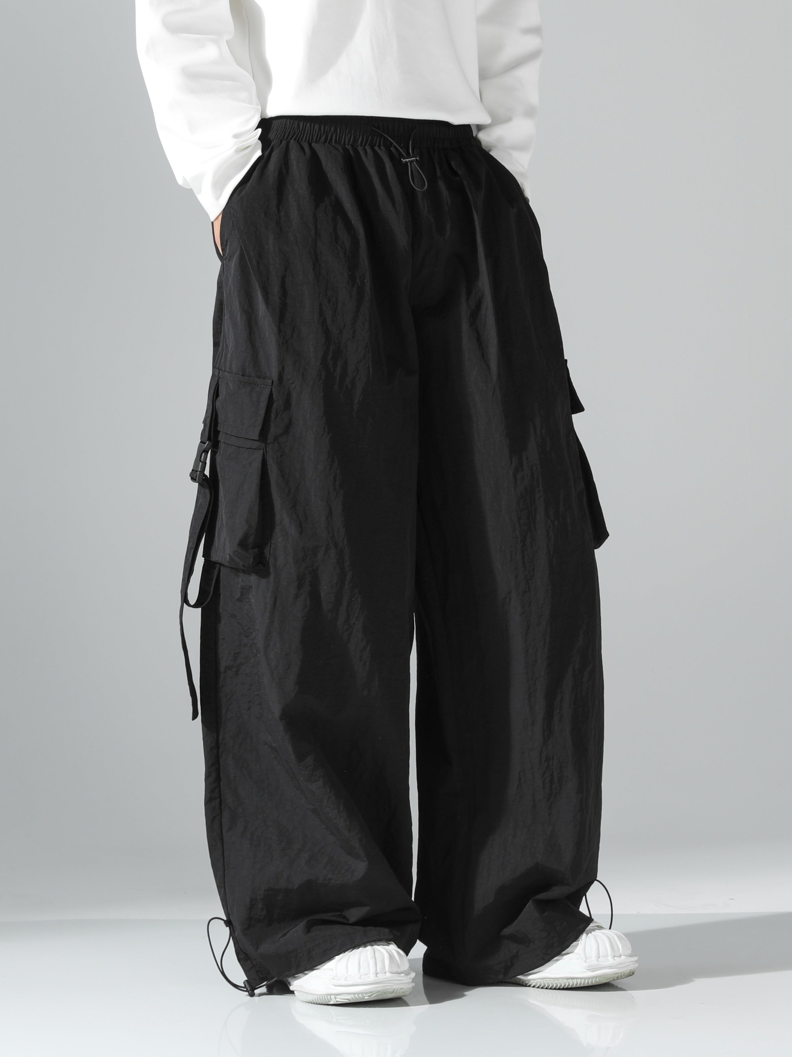 Oversized Wide-Leg Parachute Cargo Pants