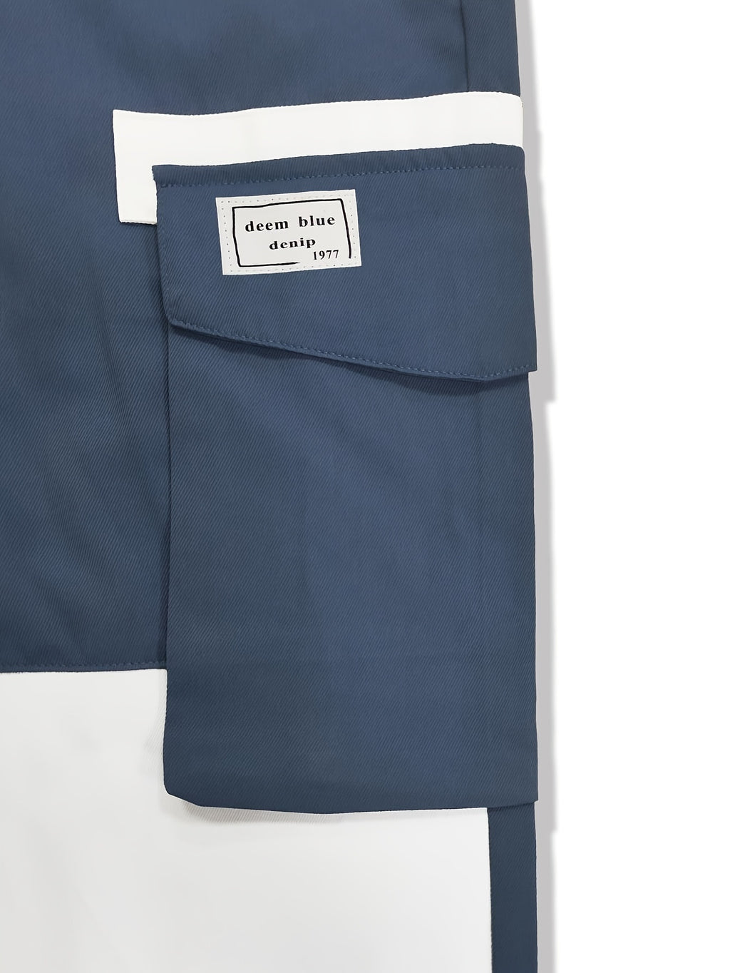 Navy & White Color-Block Cargo Jogger Pants