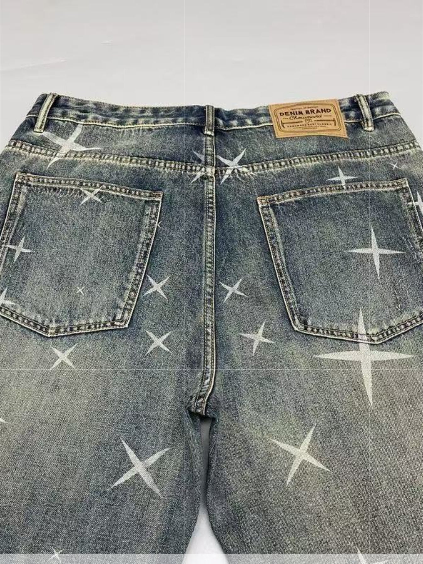 Vintage Star-Print Relaxed Straight-Leg Jeans